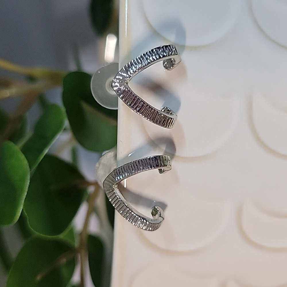 Textured Huggie Stud Earrings, Choice of Color - Picture 2 of 5